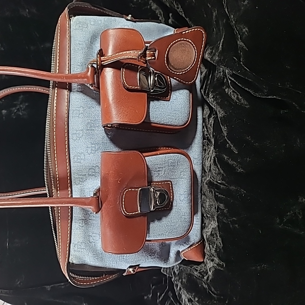 FINAL DISCOUNT Denim and Leather Handbag